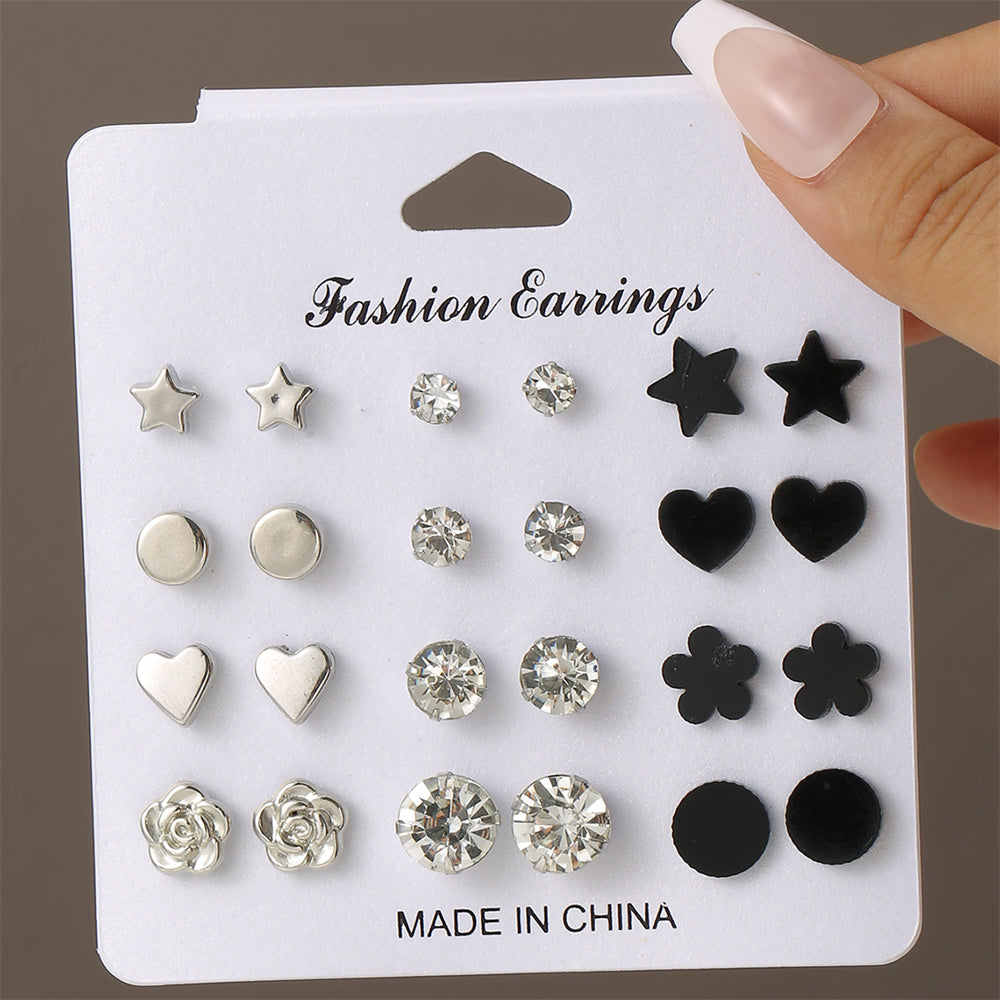 1 Set Simple Style Korean Style Pentagram Pearl Flower Inlay Alloy Artificial Pearls Artificial Diamond Ear Studs