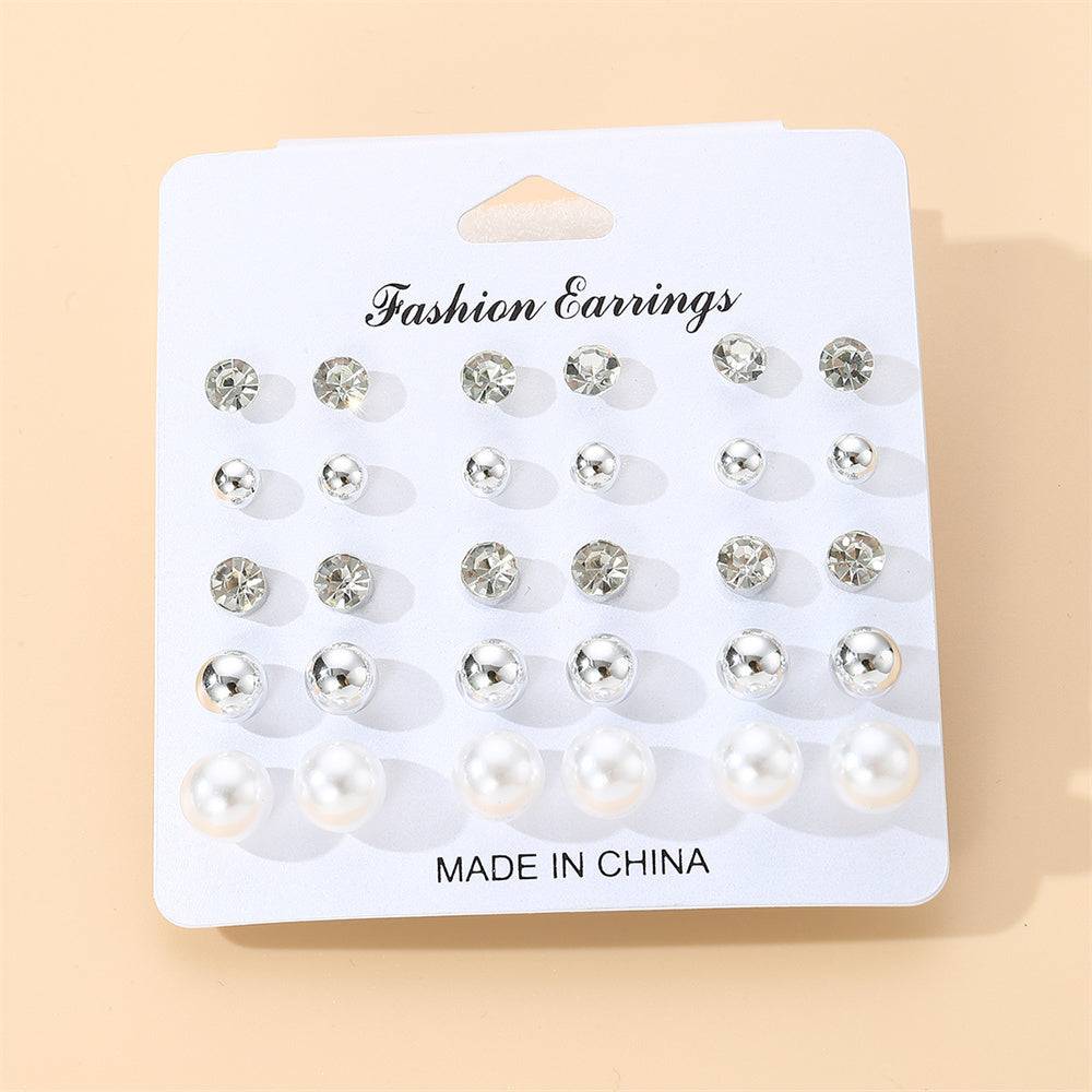 1 Set Simple Style Korean Style Pentagram Pearl Flower Inlay Alloy Artificial Pearls Artificial Diamond Ear Studs