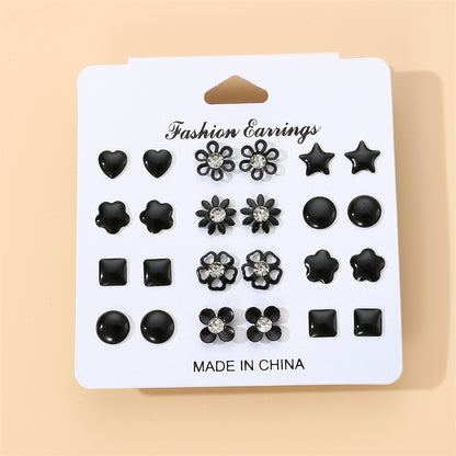 1 Set Simple Style Korean Style Pentagram Pearl Flower Inlay Alloy Artificial Pearls Artificial Diamond Ear Studs