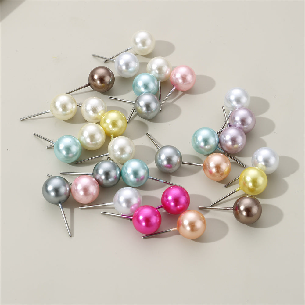 1 Set Simple Style Korean Style Pentagram Pearl Flower Inlay Alloy Artificial Pearls Artificial Diamond Ear Studs