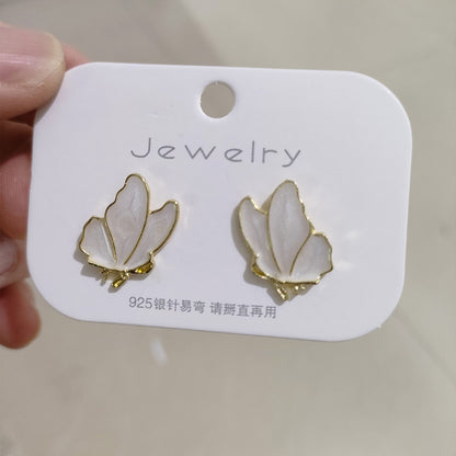 Simple Style Leaf Alloy Inlay Zircon Women's Earrings Ear Studs