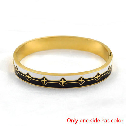 Ig Style Color Block Titanium Steel Stoving Varnish Plating Bangle 1 Piece