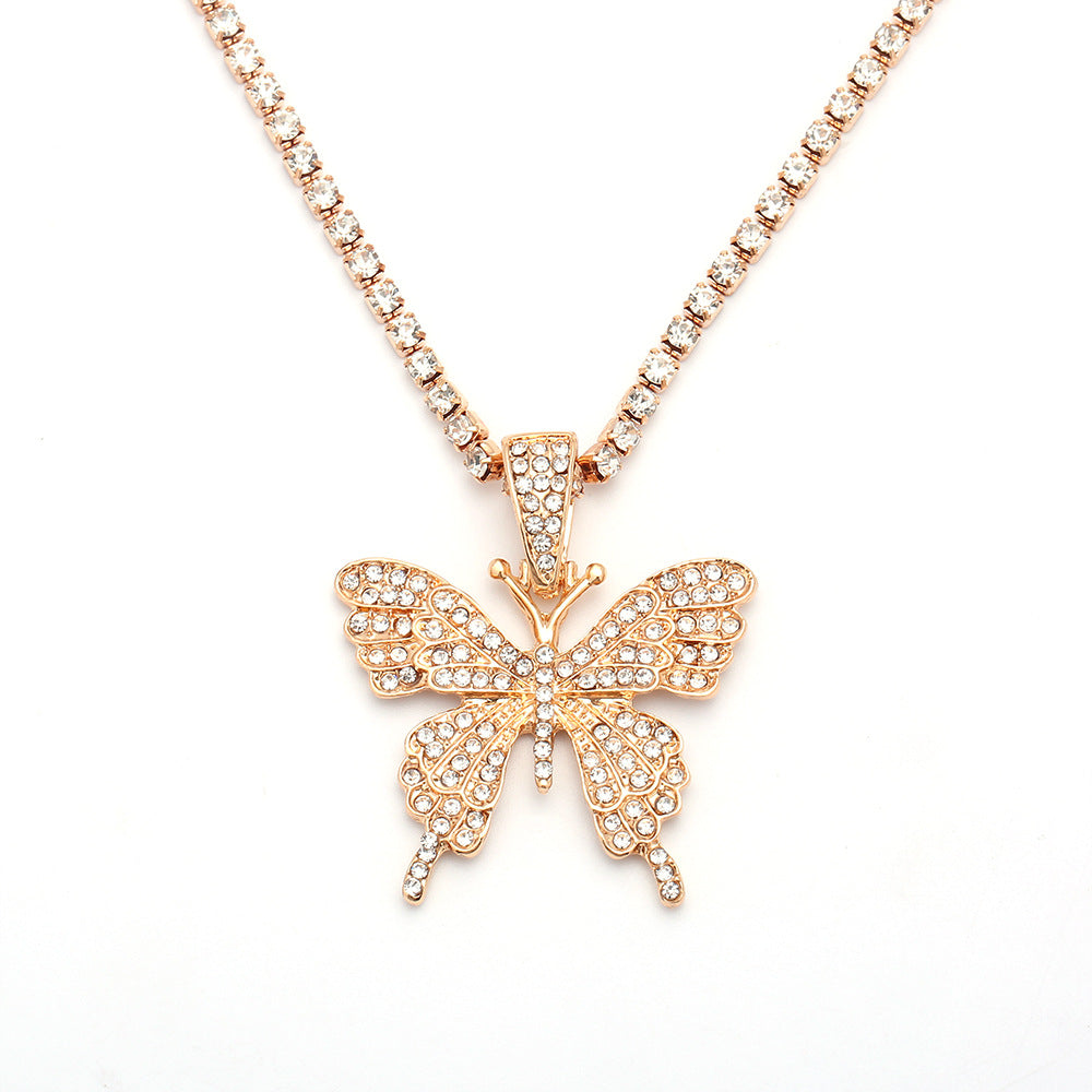 Casual Butterfly Alloy Plating Inlay Artificial Gemstones Women's Necklace