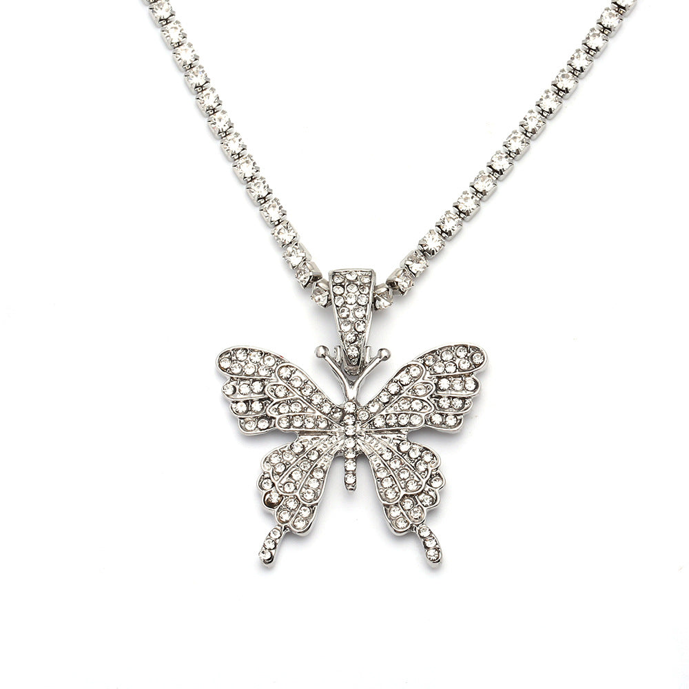 Casual Butterfly Alloy Plating Inlay Artificial Gemstones Women's Necklace