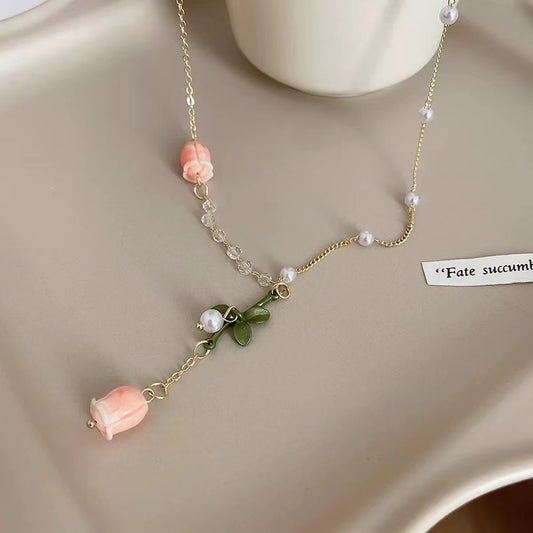 Sweet Korean Style Flower Alloy Pendant Necklace