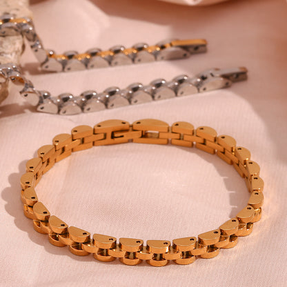 Basic Simple Style Classic Style Solid Color Stainless Steel Plating 18k Gold Plated Bracelets