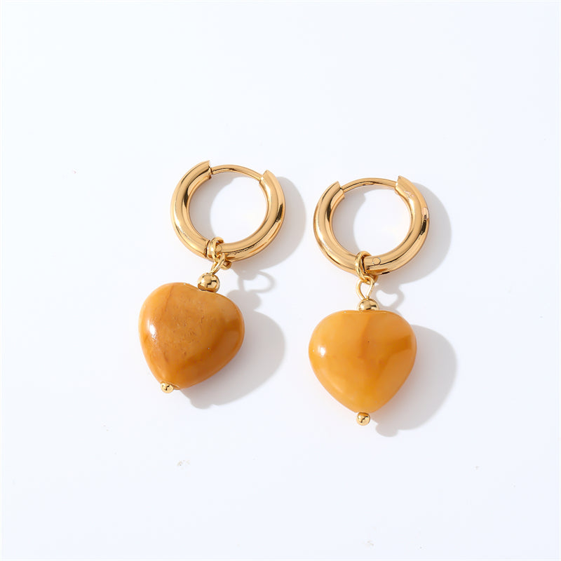 1 Pair Casual Sweet Simple Style Heart Shape Plating Inlay Stainless Steel Zircon Drop Earrings