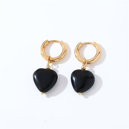 1 Pair Casual Sweet Simple Style Heart Shape Plating Inlay Stainless Steel Zircon Drop Earrings