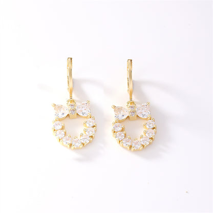 1 Pair Casual Sweet Simple Style Heart Shape Plating Inlay Stainless Steel Zircon Drop Earrings