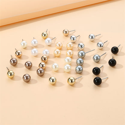 1 Set Simple Style Korean Style Pentagram Pearl Flower Inlay Alloy Artificial Pearls Artificial Diamond Ear Studs