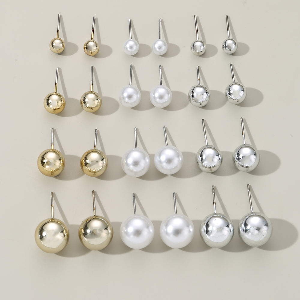 1 Set Simple Style Korean Style Pentagram Pearl Flower Inlay Alloy Artificial Pearls Artificial Diamond Ear Studs