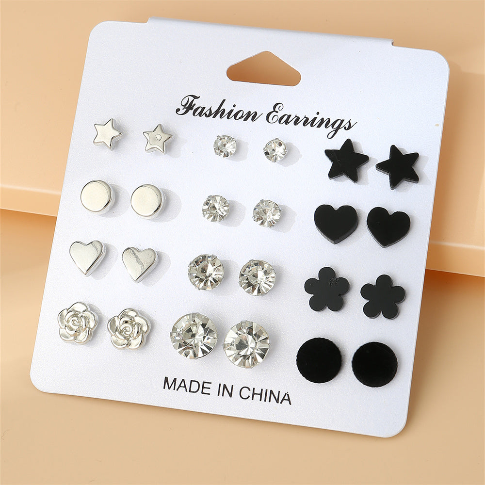 1 Set Simple Style Korean Style Pentagram Pearl Flower Inlay Alloy Artificial Pearls Artificial Diamond Ear Studs