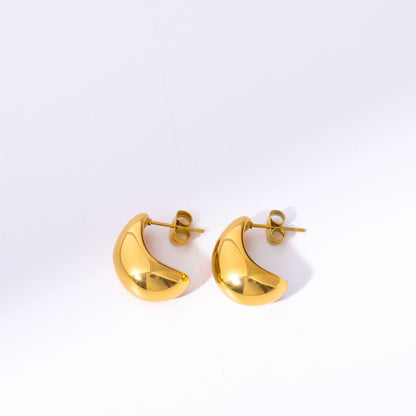 1 Pair Basic Simple Style Commute Geometric Plating Stainless Steel 18k Gold Plated Ear Studs