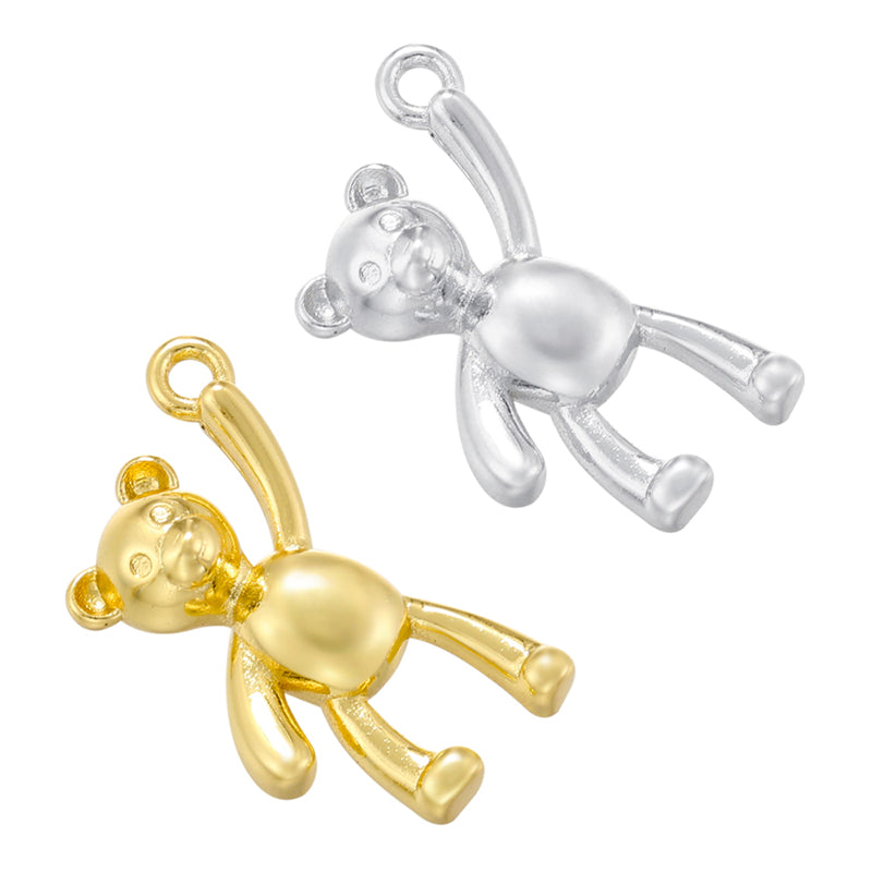 Elegant Cute Hip-hop Little Bear Copper 18k Gold Plated Charms In Bulk