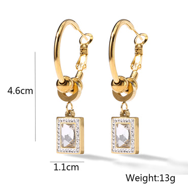 1 Pair Streetwear Commute Geometric Plating Inlay Titanium Steel Artificial Pearls Zircon 18k Gold Plated Drop Earrings