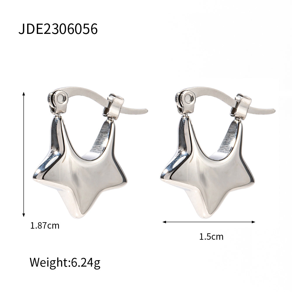 1 Pair IG Style Star Plating 304 Stainless Steel Earrings