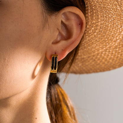 1 Pair Ig Style Elegant U Shape Plating Inlay Stainless Steel Zircon Earrings