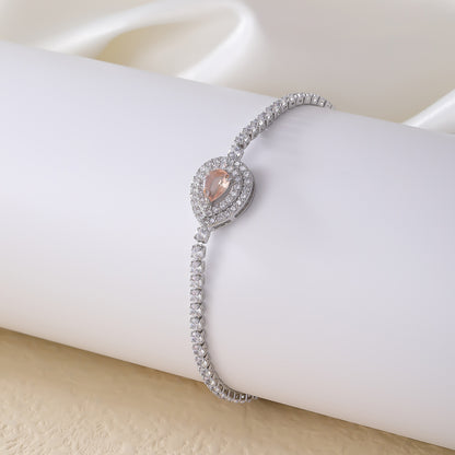 Sweet Simple Style Commute Water Droplets Copper Plating Inlay Zircon White Gold Plated Bracelets Earrings