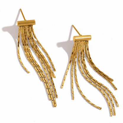 1 Pair Lady Simple Style Tassel Plating Stainless Steel 18k Gold Plated Drop Earrings