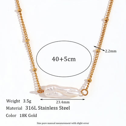 Vintage Style Geometric Stainless Steel Pearl Plating 18k Gold Plated Bracelets Necklace