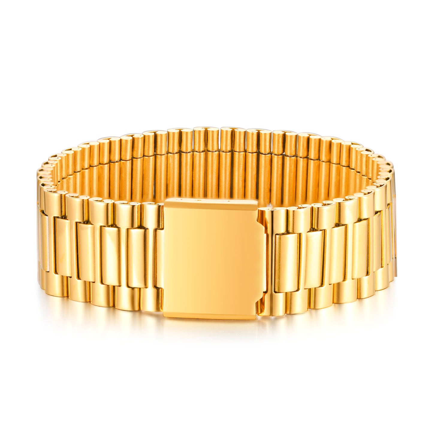 Classic Style Solid Color Stainless Steel Gold Plated Bracelets In Bulk