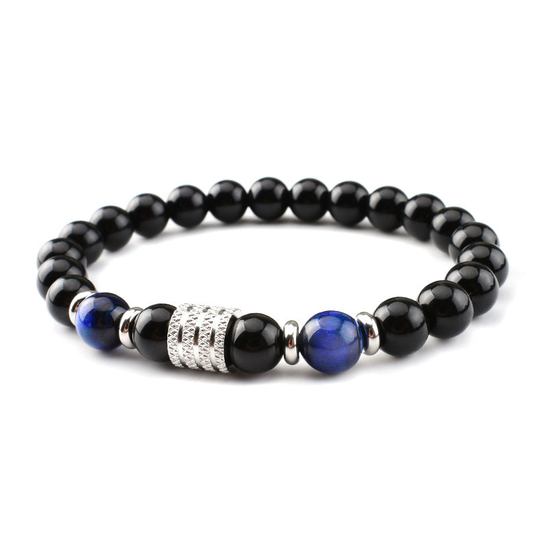 Simple Style Classic Style Round Stainless Steel Natural Stone Glass Chakra Bracelet