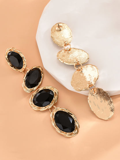 1 Pair Simple Style Round Inlay Alloy Plastic Rhinestones Drop Earrings