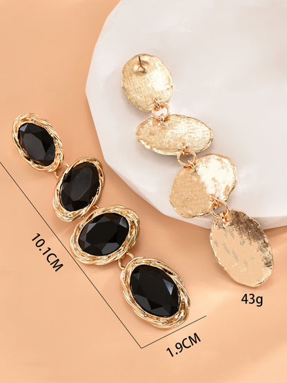 1 Pair Simple Style Round Inlay Alloy Plastic Rhinestones Drop Earrings