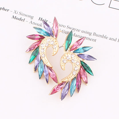 1 Pair Vintage Style Colorful Plating Inlay Alloy Rhinestones Zircon Gold Plated Ear Studs