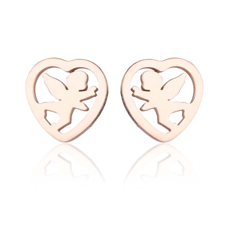 1 Pair Simple Style Heart Shape Polishing Plating Stainless Steel 18k Gold Plated Ear Studs