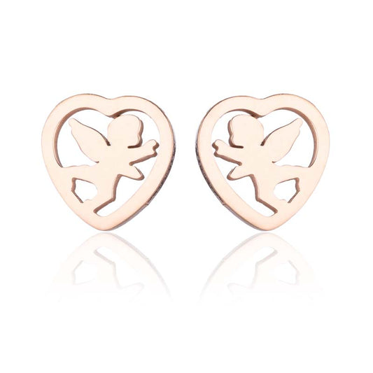 1 Pair Simple Style Heart Shape Polishing Plating Stainless Steel 18k Gold Plated Ear Studs