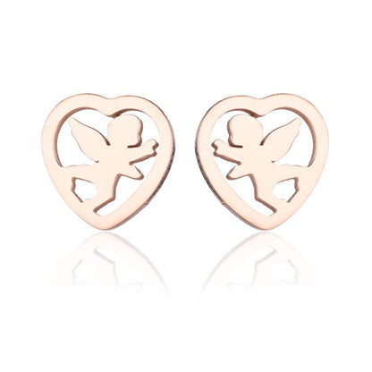 1 Pair Simple Style Heart Shape Polishing Plating Stainless Steel 18k Gold Plated Ear Studs