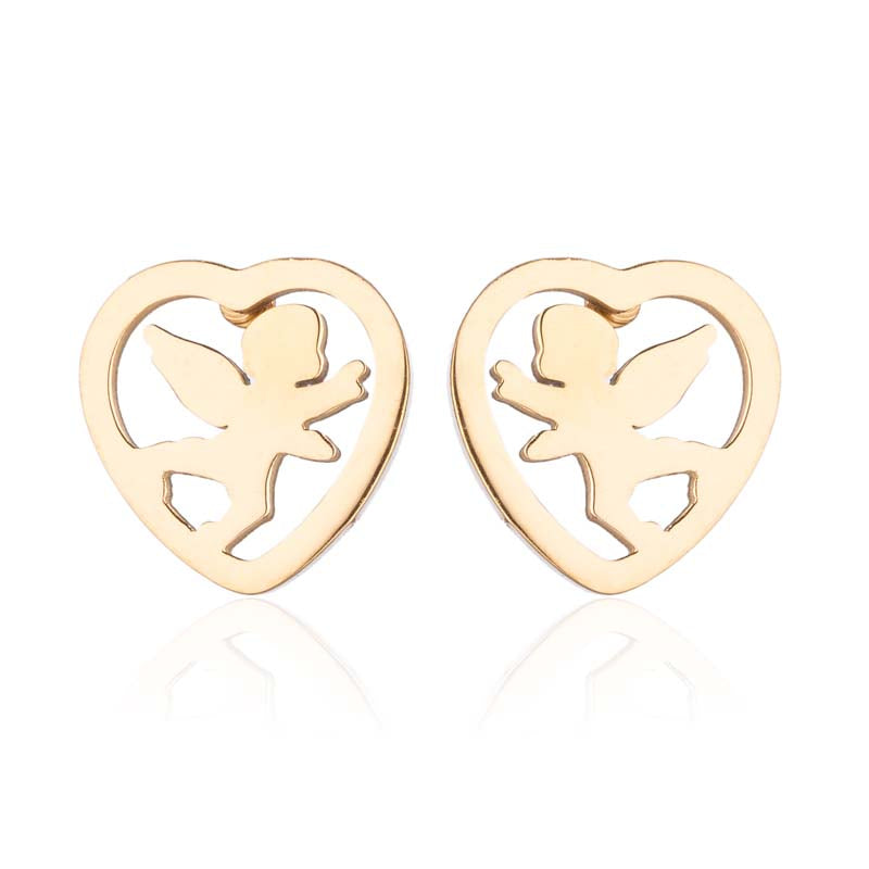 1 Pair Simple Style Heart Shape Polishing Plating Stainless Steel 18k Gold Plated Ear Studs