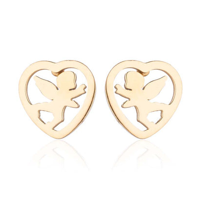 1 Pair Simple Style Heart Shape Polishing Plating Stainless Steel 18k Gold Plated Ear Studs