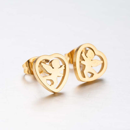 1 Pair Simple Style Heart Shape Polishing Plating Stainless Steel 18k Gold Plated Ear Studs