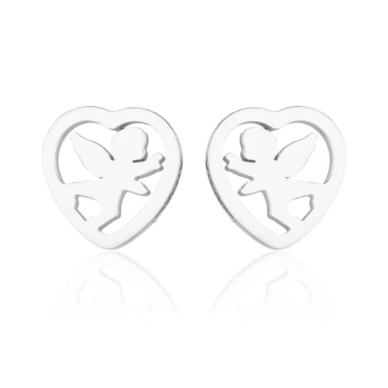 1 Pair Simple Style Heart Shape Polishing Plating Stainless Steel 18k Gold Plated Ear Studs