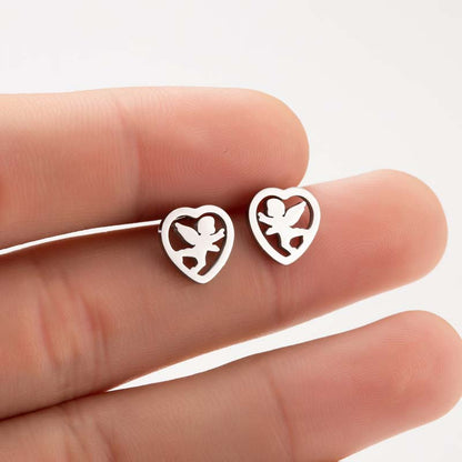 1 Pair Simple Style Heart Shape Polishing Plating Stainless Steel 18k Gold Plated Ear Studs