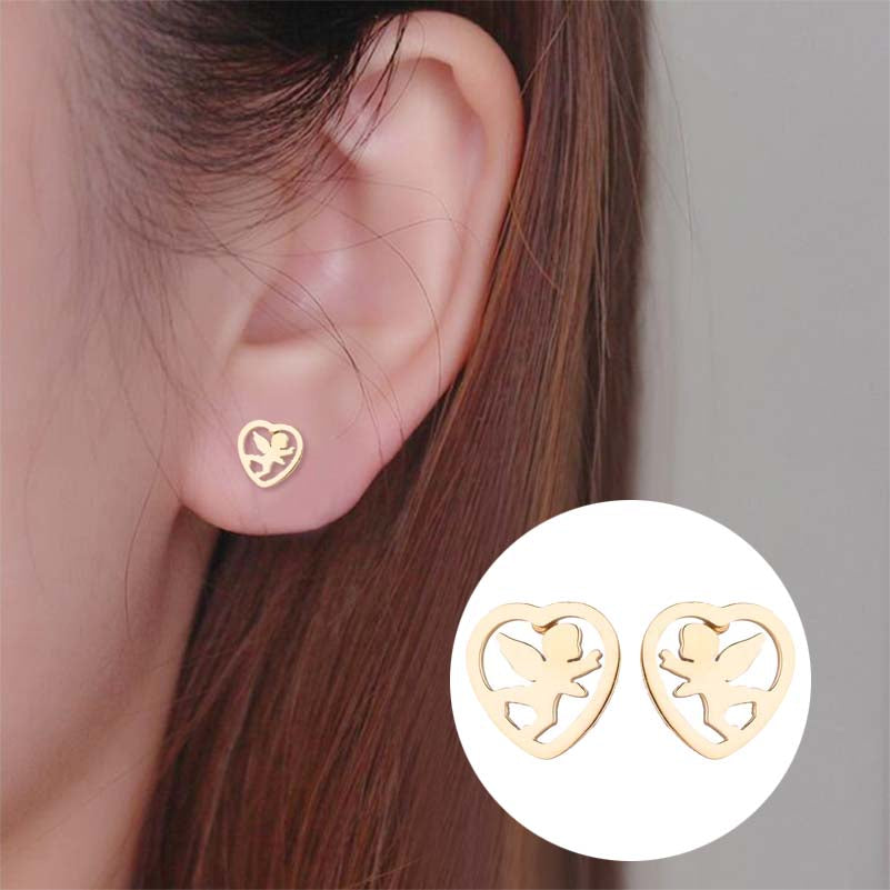 1 Pair Simple Style Heart Shape Polishing Plating Stainless Steel 18k Gold Plated Ear Studs