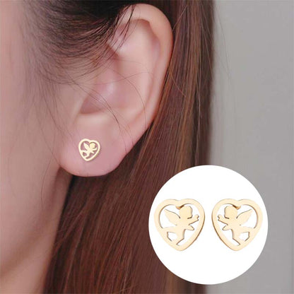 1 Pair Simple Style Heart Shape Polishing Plating Stainless Steel 18k Gold Plated Ear Studs