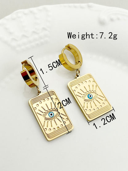 1 Pair Simple Style Commute Palm Heart Shape Eye Plating Stainless Steel Gold Plated Drop Earrings