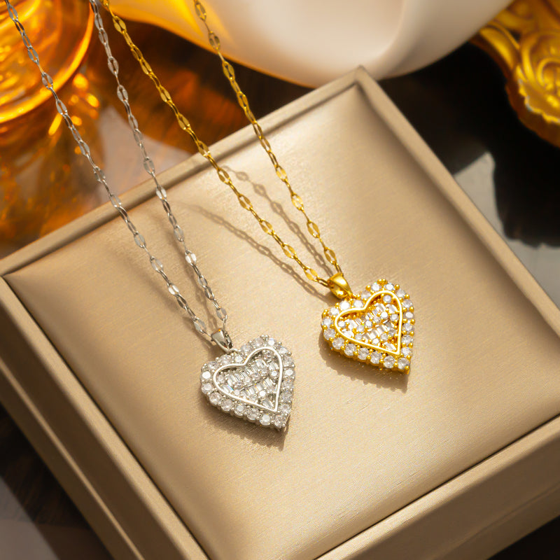 Simple Style Heart Shape Titanium Steel Plating Titanium Steel 18k Gold Plated Pendant Necklace