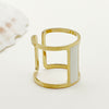 Novelty Simple Style Roman Style Rectangle Stainless Steel Enamel Plating Hollow Out Gold Plated Open Rings