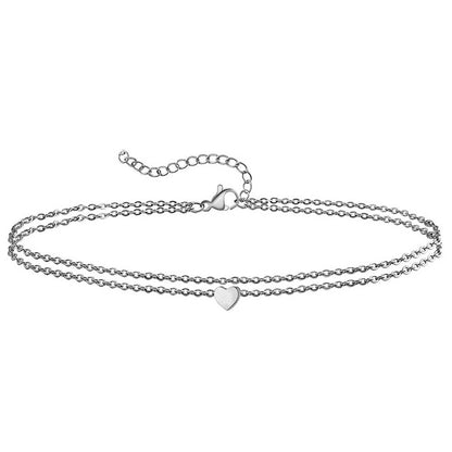 Vacation Heart Shape Stainless Steel Women's Anklet