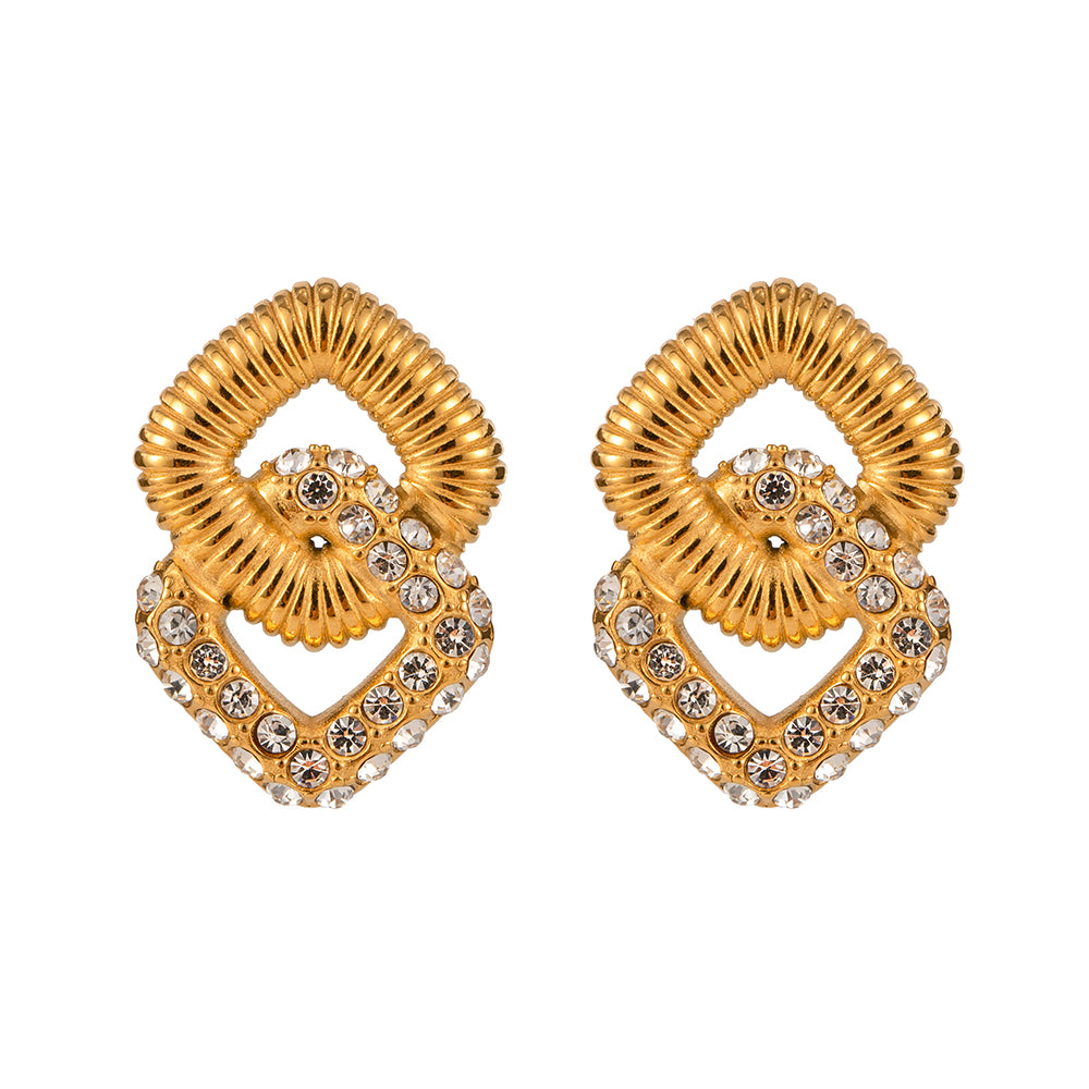 1 Pair Simple Style Rhombus Plating Inlay Stainless Steel Pearl 18k Gold Plated Earrings