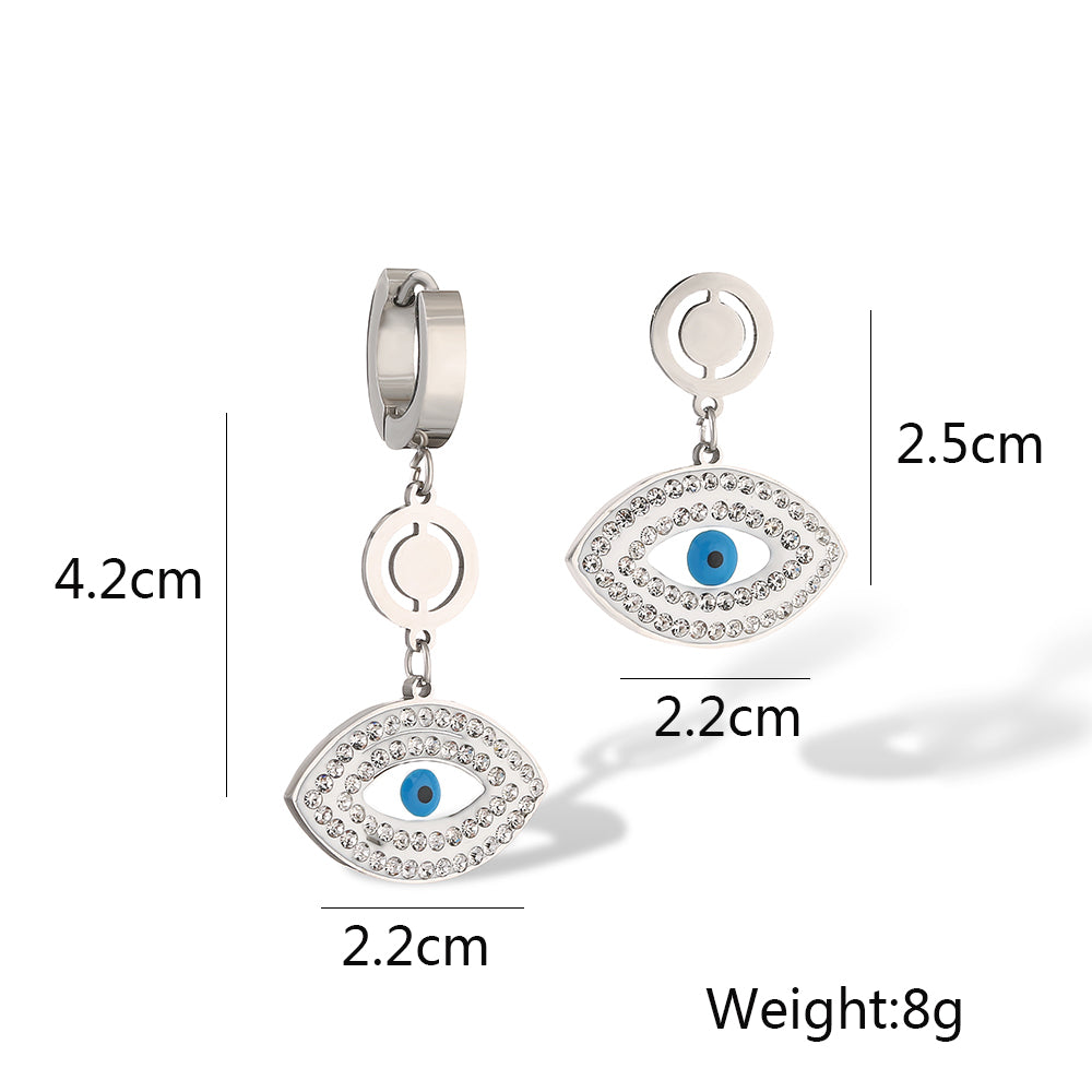 1 Pair Simple Style Streetwear Devil's Eye Plating Inlay Titanium Steel Zircon Drop Earrings