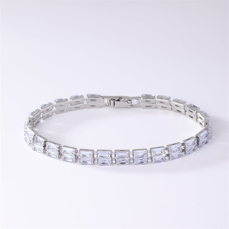 Simple Style Korean Style Square Copper Plating Inlay Zircon Bracelets