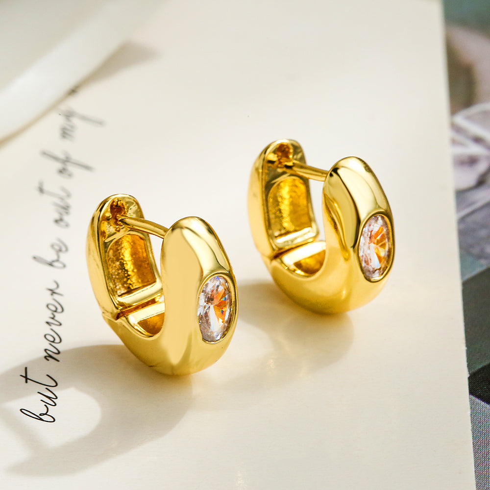 1 Pair Simple Style Commute Geometric Plating Inlay Copper Zircon 18k Gold Plated Earrings