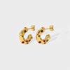 1 Pair Casual Classic Style C Shape Plating Inlay Stainless Steel Rhinestones 18k Gold Plated Ear Studs