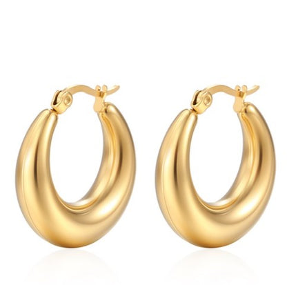 1 Pair Fashion Solid Color Plating 304 Stainless Steel 18K Gold Plated Earrings