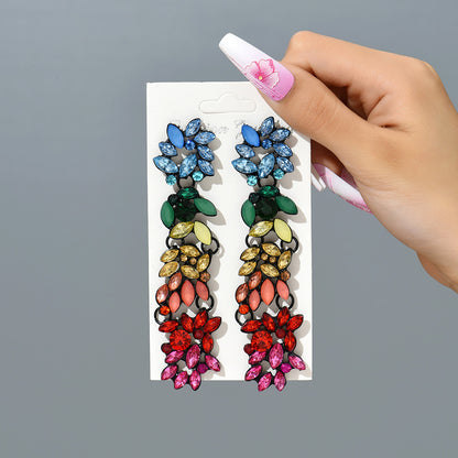 Retro Lady Gradient Color Rhinestone Inlay Artificial Gemstones Women's Drop Earrings